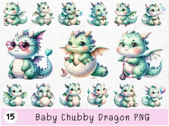 Watercolor Baby Chubby Dragon Clipart Graphic Illustrations By Imagination Meaw