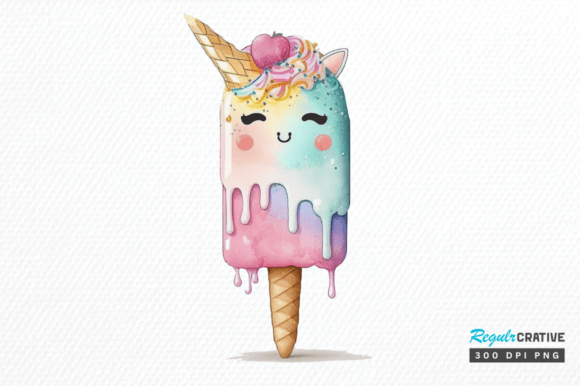 Watercolor Cute Ice Cream Clipart Png Illustration Illustrations Imprimables Par Regulrcrative