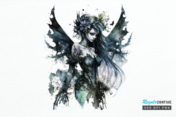 Watercolor Gothic Fairie Clipart Png Graphic Illustrations By Regulrcrative