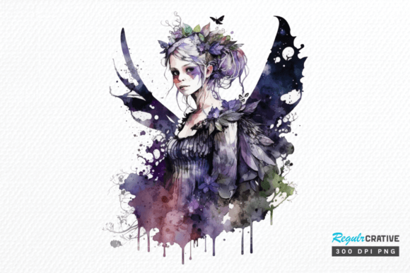 Watercolor Gothic Fairie Clipart Png Graphic Illustrations By Regulrcrative