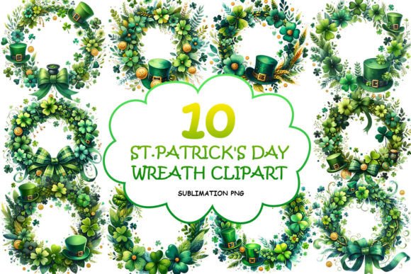 Watercolor St.Patrick's Day Wreath PNG Graphic Crafts By PNKArt