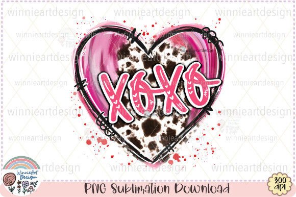 XoXo Heart Cowhide Oil Painted Sublimate Gráfico Diseños de Camisetas Por WinnieArtDesign