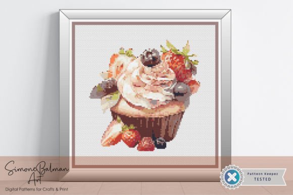 Berry Cupcake Cross Stitch Pattern Grafik Kreuzstichmuster Von Simone Balman Art