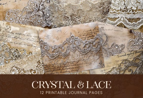 Grunge Chic Crystal Lace Antique Papers Illustration Fonds d'Écran Par Visual Gypsy