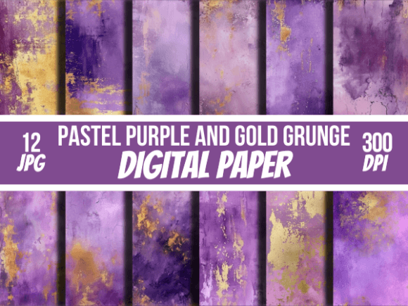 Pastel Purple Gold Grunge Distressed Graphic Backgrounds By Creative River