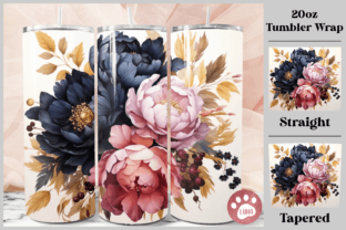 Peonies Flower Tumbler Wrap PNG Graphic Crafts By Luna Art Design 1