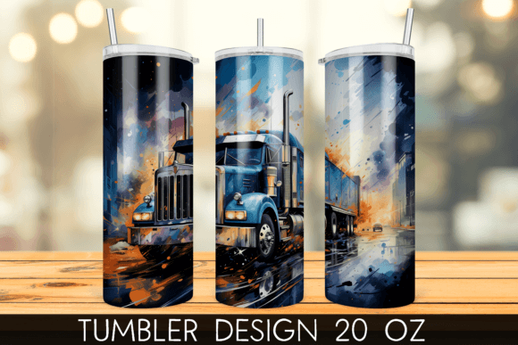 Semi Truck Trucker Tumbler Sublimation Graphic Print Templates By mragjaza