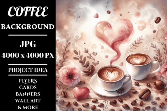 Valentine Coffee Bliss: Watercolor Graphic Backgrounds By Endrawsart