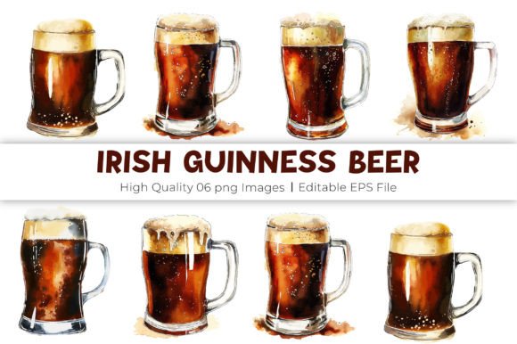 Watercolor Irish Guinness Beer Clipart Graphic Illustrations By mirazooze