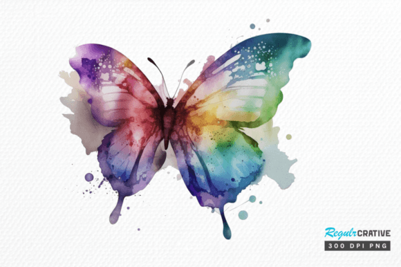 Watercolor Rainbow Butterflie Clipar Illustration Illustrations Imprimables Par Regulrcrative