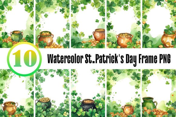 Watercolor St. Patrick's Day Frame PNG Graphic Illustrations By PNKArt