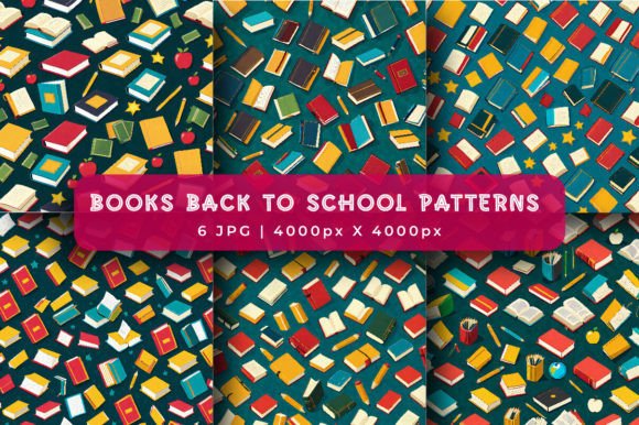 Books Back to School Patterns Collection Illustration Modèles de Papier Par srempire