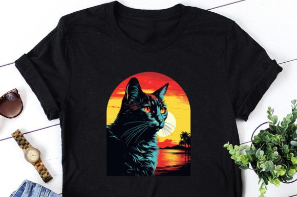 Cat Illustration Designs de T-shirts Par Background Graphics illustration