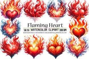 Flaming Heart Sublimation Clipart Bundle Graphic Illustrations By LibbyWishes 1