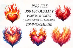 Flaming Heart Sublimation Clipart Bundle Graphic Illustrations By LibbyWishes 2