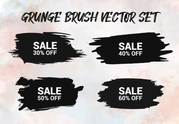 Grunge Brush Vector Set Sale Banner Graphic Brushes By Rsgraphicpoint