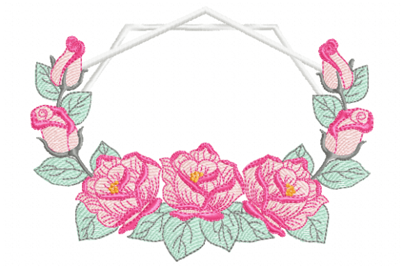 Roses Wreath Wieńce Kwiatowe Projekt haftu Przez Reading Pillows Designs