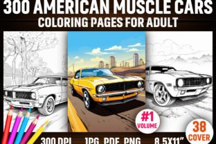 300 American Muscle Cars Coloring Pages Graphic Coloring Pages & Books Adults By E A G L E 1
