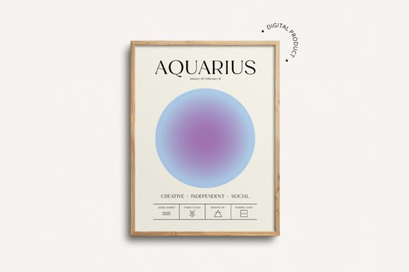 Aquarius Zodiac Printable Wall Art Gráfico Modelos de Impressão Por maymotif
