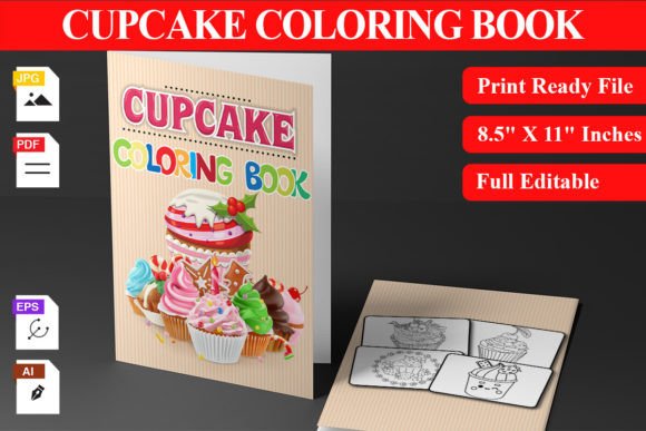 Cupcake Coloring Book Cover Graphic Coloring Pages & Books By jahanul