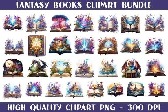 Fantasy Book Clipart Bundle Gráfico Ilustraciones Imprimibles Por SVGDesignRocket