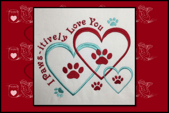 I Pawsitively Love You-8x8 Graphic Sewing Patterns By Lucinda's Embroideries