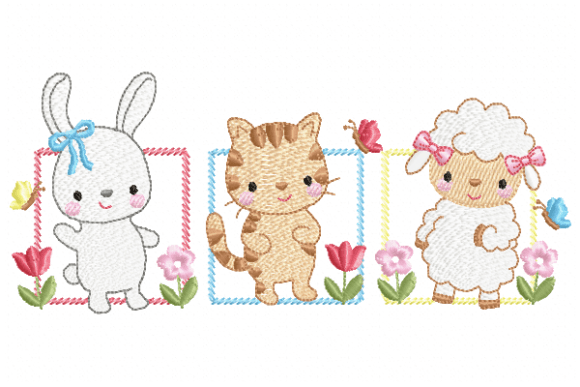 Little Friends Baby Animals Embroidery Design By Reading Pillows Designs