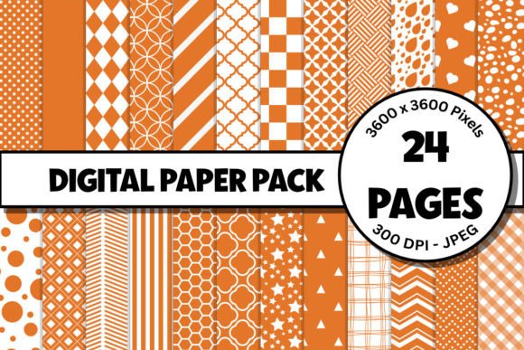 Orange Digital Paper Seamless Patterns Gráfico Patrones IA Por Crafty Kiara