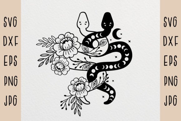 Snake Yin Yang SVG File, Boho Celestial Graphic Illustrations By Nataka