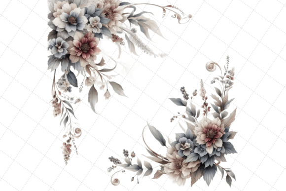 Watercolor Floral Corner Border PNG Graphic Illustrations By vectmonster