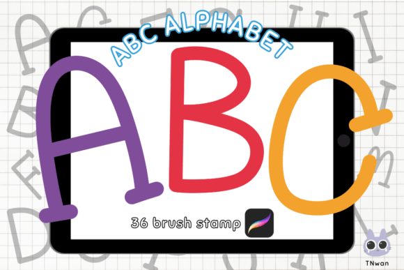 Alphabet Brush Stamp Letters Procreate Gráfico Pinceles Por TNwan