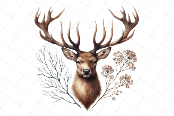 Deer Horn Watercolor Reindeer Antler Graphic Illustrations By vectmonster