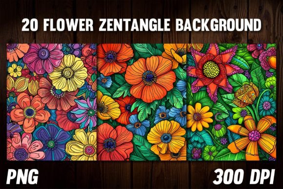 Flower Zentangle Backgrounds for Covers Graphic Backgrounds By AhirAbrar