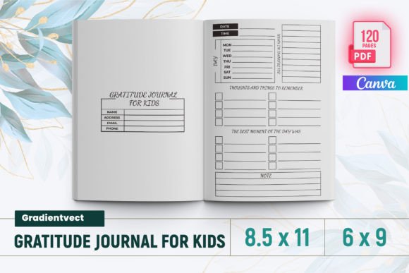 (KDP) Gratitude Journal for Kids Canva Graphic KDP Interiors By gradientvect