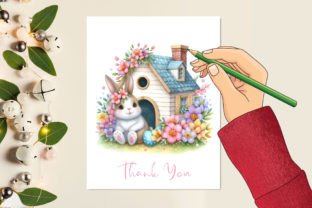 Watercolor Easter Bunny House Clipart Afbeelding Afdrukbare Illustraties Door LiustoreCraft 2