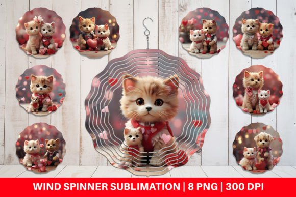 Wind Spinner Valentine Cat Graphic Crafts By Artnoy