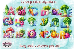 26 Cute Vegetables Alphabet Bundle PNG Graphic Illustrations By BbowDesign 2