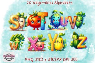 26 Cute Vegetables Alphabet Bundle PNG Graphic Illustrations By BbowDesign 3
