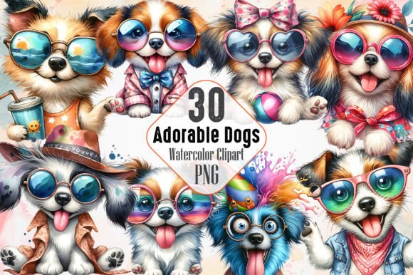 Adorable Watercolor Dogs Sublimation Graphic Illustrations By RobertsArt