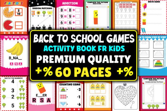 Back to School Activity Book for Kids Graphic Teaching Materials By PREMIUM DESIGN
