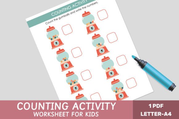 Counting Activity - Worksheet for Kids Graphic Teaching Materials By Let´s go to learn!
