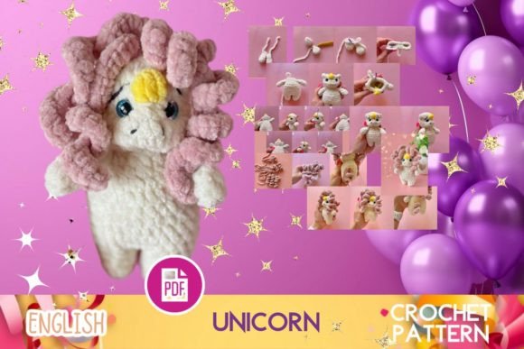 Crochet Rainbow Mini UNICORN / Toy Gráfico Juguetes y Muñecas de Punto Por Ольга Лабутина