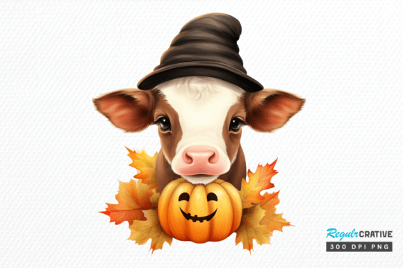 Cute Baby Cow for Halloween Clipart Png Graphic Illustrations By Regulrcrative