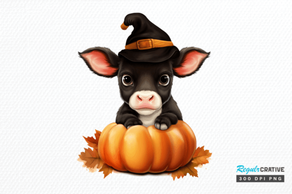 Cute Baby Cow for Halloween Clipart Png Afbeelding Afdrukbare Illustraties Door Regulrcrative
