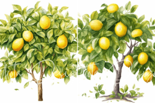 Lemon Tree Watercolor Clipart Graphic AI Illustrations By Ikota Design 3