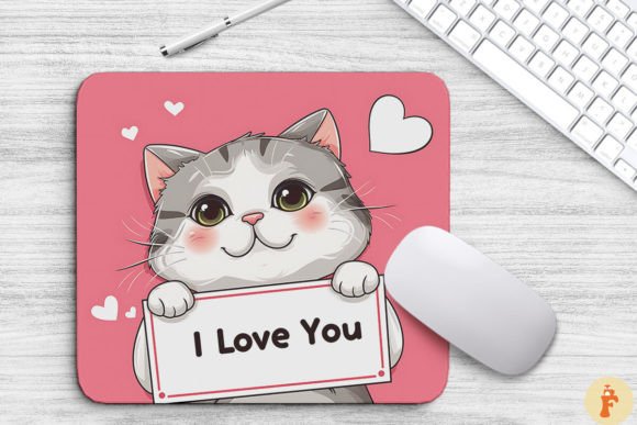 Valentine Cat Says I Love You Mouse Pad Gráfico Planos de Fundo Por Foxmia