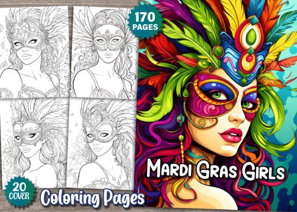 170 Mardi Grass Coloring Book Pages-KDP Gráfico Páginas y libros de colorear para adultos Por FuN ArT