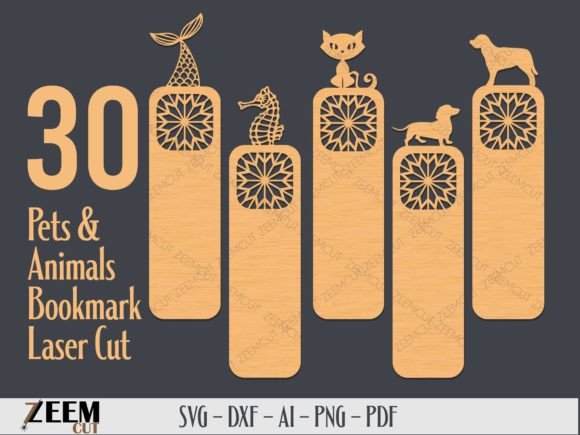30 Pets & Animals Bookmark SVG Laser Cut Graphic Crafts By zeemcut