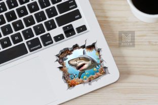 3D Shark Cracked Hole Stickers Graphic Crafts By Mulew 16