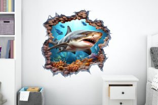 3D Shark Cracked Hole Stickers Graphic Crafts By Mulew 18